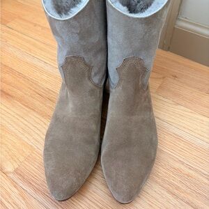 Anthropologie Taupe Suede Winter Boots